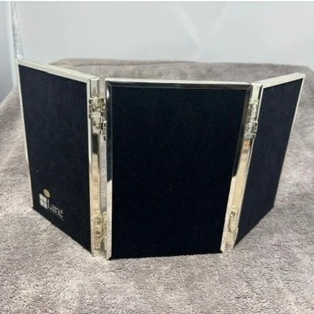Lane Furniture Triple Folding Picture Frame Silver 4x6 Triptych Metal